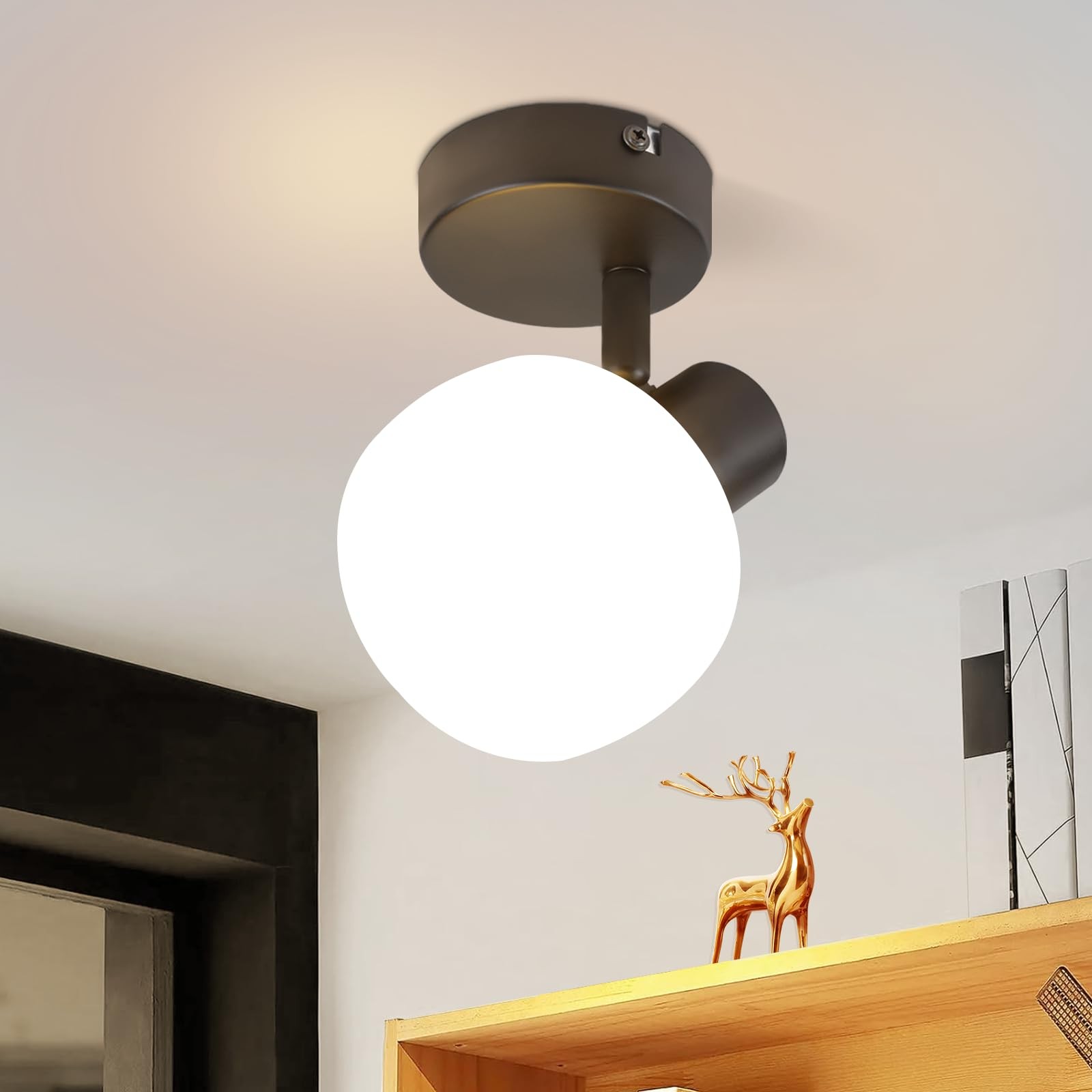 Spot plafond 1 flamme noir vintage pour illuminer une chambre ou un coin lecture