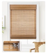 LazBlinds Cordless Bamboo Blinds, No Drill Bamboo Roll Up Shades 25”x64”