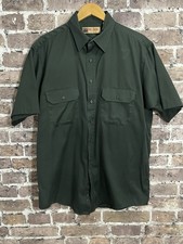 Big Mac Men's Workwear Shirt L Green Short Sleeve Button Front Twill Blend
