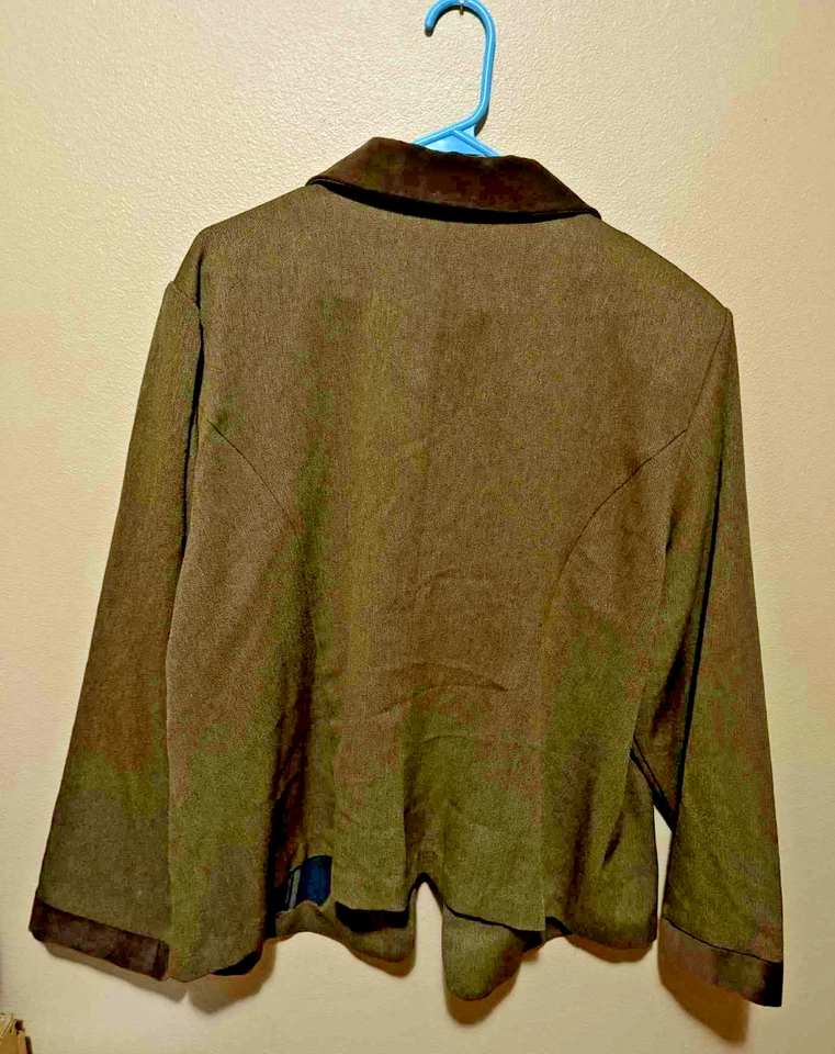 Blazer Talla Grande 22W Vintage Años 90 Marrón Terciopelo Cuello Cuando Harry Conoció a Sally Foto 2 de 3