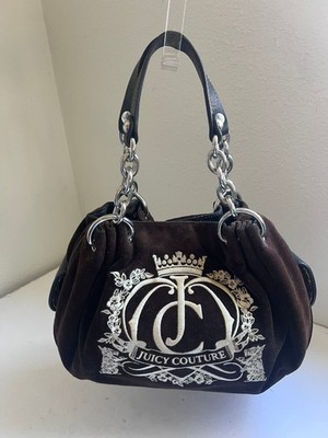 Y2K JUICY COUTURE DAYDREAMER VELOUR  SMALL EMBROIDERED SATCHEL BAG