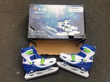 Xino Sports Ice Skates Youth Adjustable Size MEDIUM 1-4 White Blue Excellent