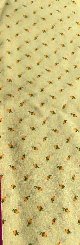 Tecido de algodão plissado amarelo rosa pequena vintage dos anos 1980 acima de 1 1/2Y F63 - Imagem 2 de 4
