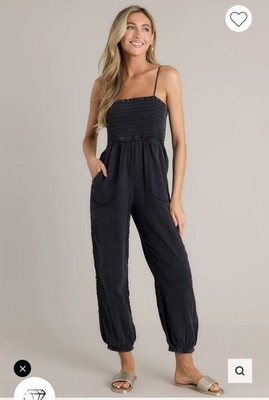 NWT Z Supply Santos graphite black Gauze Jumpsuit Medium M LOOK!! 