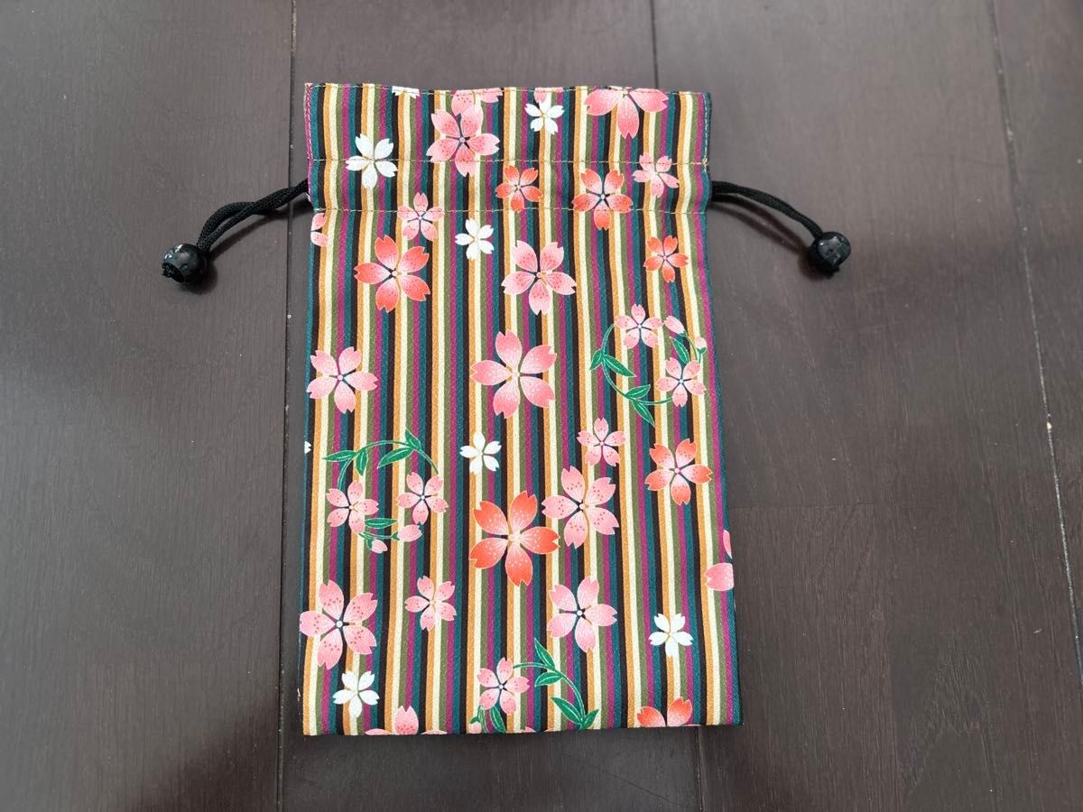 Japanese pattern drawstring bag reversible - image 2