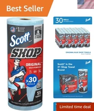 Blue Shop Towels Cloth-like Paper Towels Automotive Garage Cleaning 30 Rolls