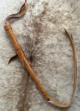 Braided Medium Oil LEATHER Western Riding Quirt With Wrist Loop New Horse Tack