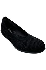BZees Kallie Mesh Knit Rhinestone Flat Black