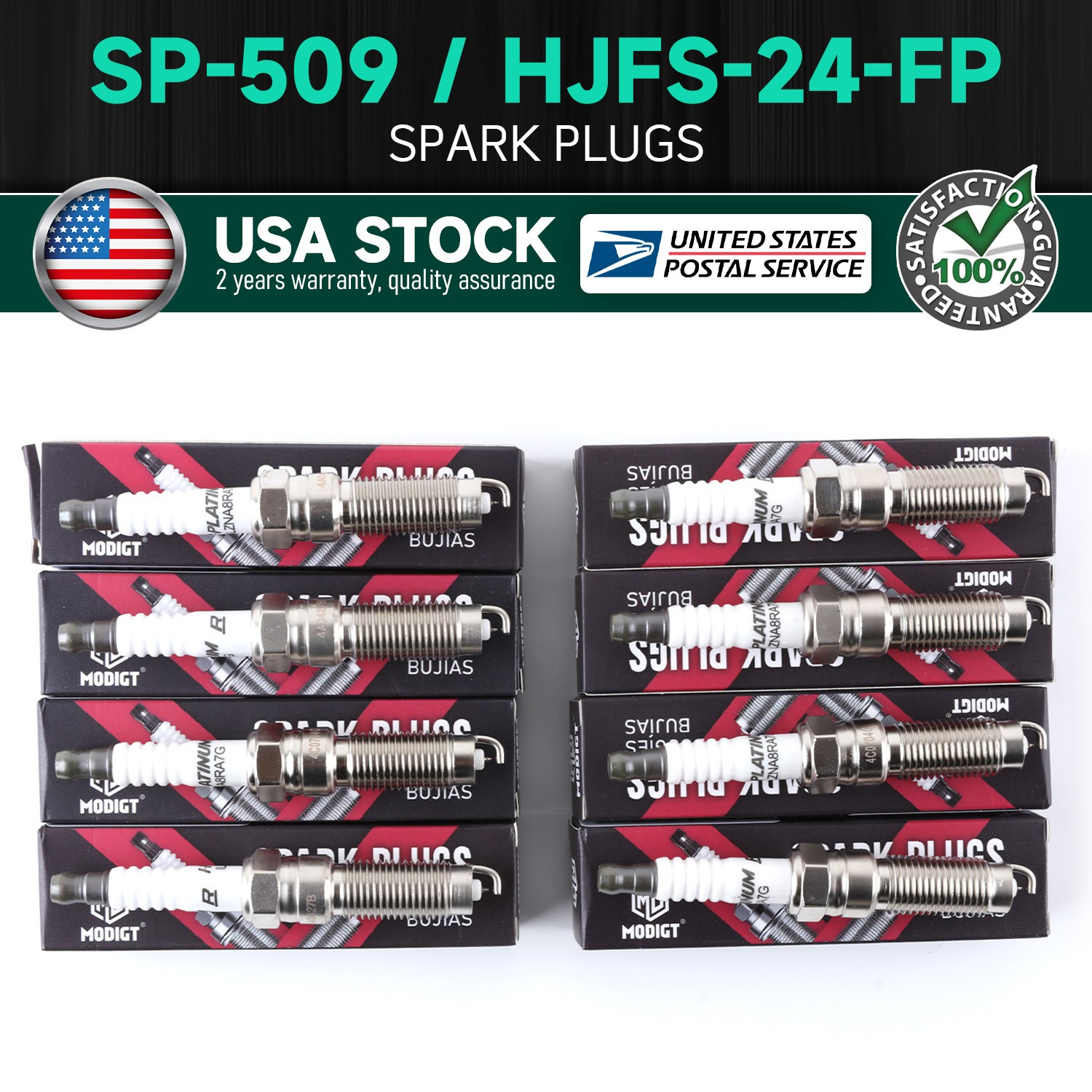 8 x Double PLATINUM Spark Plugs For Ford MOTORCRAFT Super Duty SP-509 HJFS-24FP