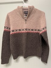 VINTAGE Woolrich Fair Isle Sweater Lambswool Nordic 1/4 Zip Women s Size Medium