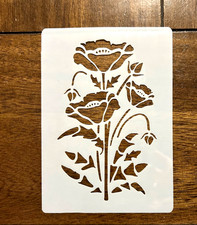 Poppies Floral Design Durable Reusable 10 MIL Mylar Painting Stencil Template