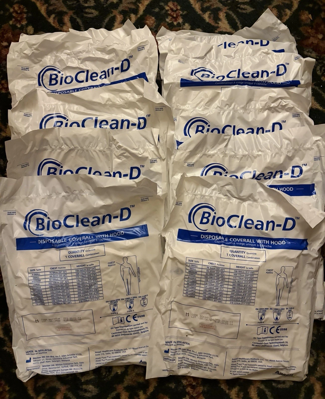 10PK Disposable Coveralls SIZE M (Non-Sterile) Ansell BioClean #BDCHT-M *READ* - product detail image 4