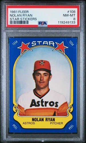 1981 Fleer Sticker #108 Nolan Ryan HOF PSA 8 NM-MT