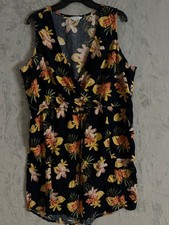 Time and Tru Women's Floral Print Sleeveless V-Neck Dress XL