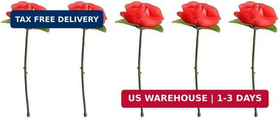 5Pcs Red Magic Rose - Instant Blooming Flower Trick for Close-Up Magic, Collapsi