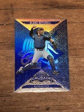 2025 Panini Crusade Blake Mitchell #22 Blue Mojo Refractor Rookie Card SP. rookie card picture