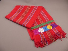 Vintage Guatemalan Multicolor Red Hand Woven Sash Belt Scarf 92 x 9"
