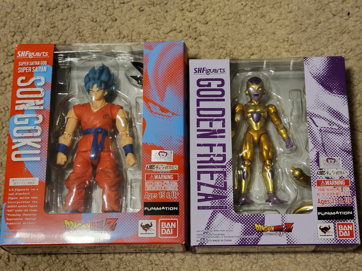 Used* SH Figuarts SSGSS Blue Goku AND Golden Frieza DBZ