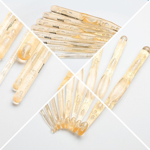 Juego de 19 herramientas de tejer agujas de tejer agujas de ganchillo de cristal transparente - Imagen 7 de 12
