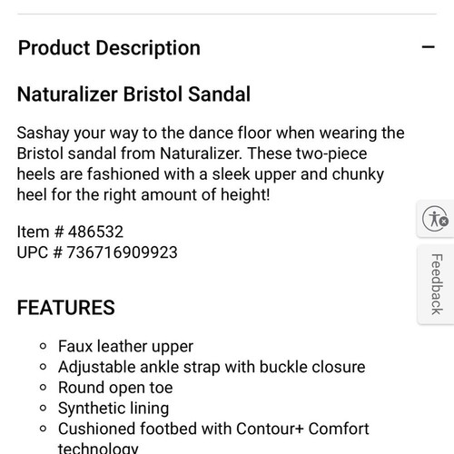 Naturalizer Bristol Sandal Black NWOT 8.5 W - 第 13/13 張圖片