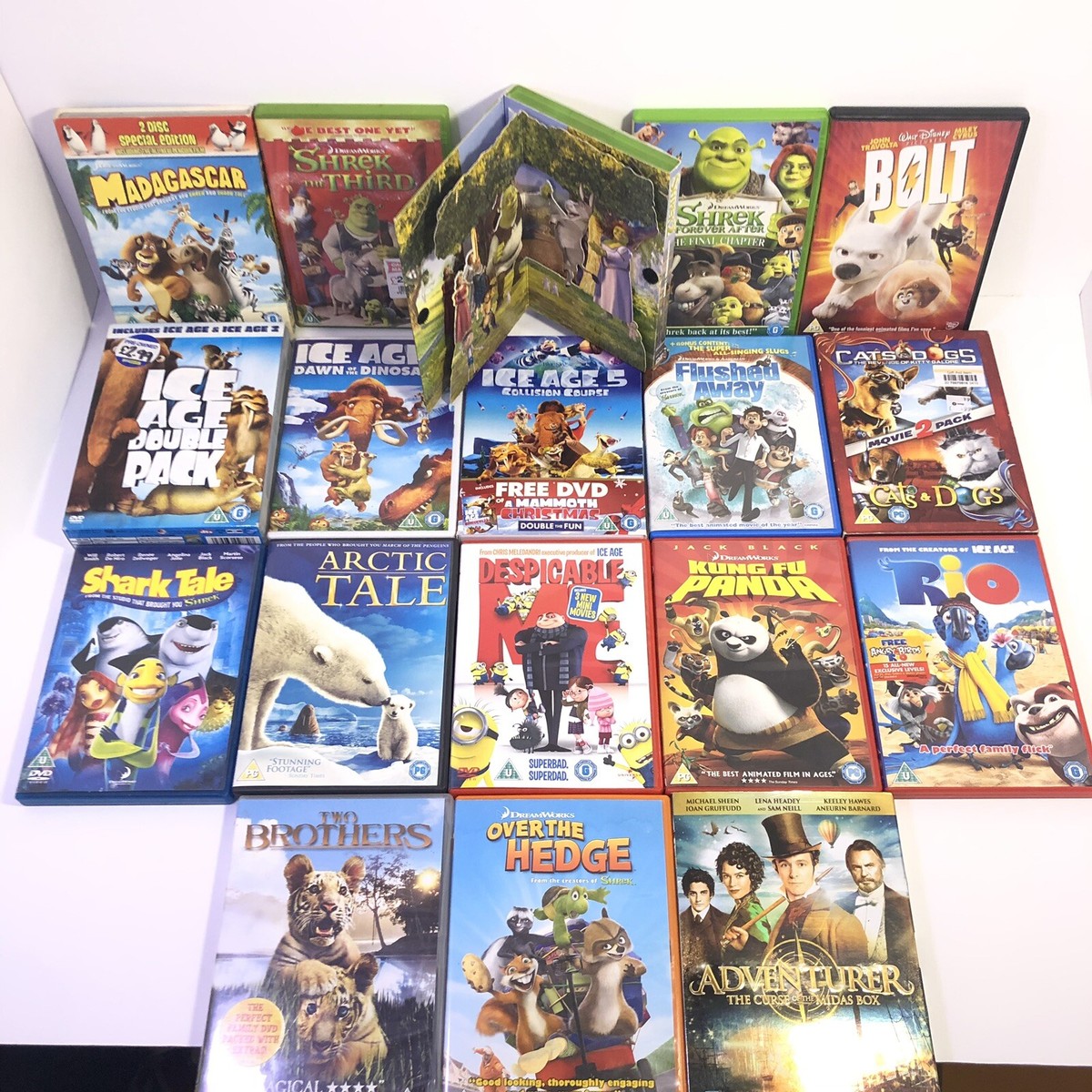 18 Dreamworks DVD Bundle - Ice Age Shrek Bolt Shark Tale Rio