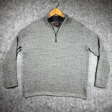 Tasso Elba Sweater Men's Large Gray Cotton Ribbed Long Sleeve 1/4 Zip Pullover