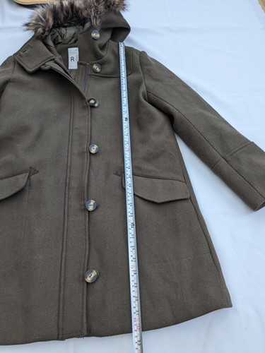 La Redoute Mantel Damen 12 Khaki Braun Wollmischung Parka Jacke Knopf Kapuze - Bild 7 von 14