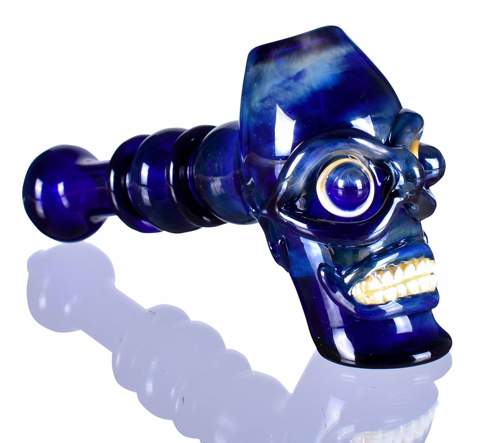 8" The Terminator Face Hammer Glass Water Pipe Hookah Bong Bubbler Blue *USA*