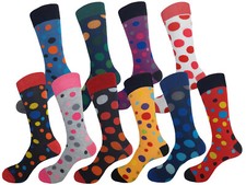 10 Pairs MEN'S DRESS SOCKS TRUE TO SIZE AMERICAN 10-13 POLKA DOT COTTON SOCKS