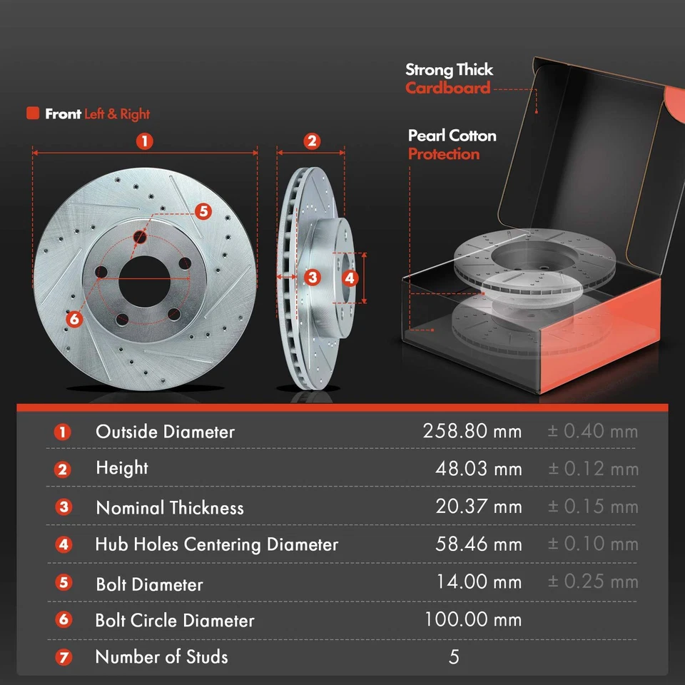 Front Drilled Brake Rotors & Ceramic Pads for Chevrolet Corsica Buick Pontiac - Image 2 of 4