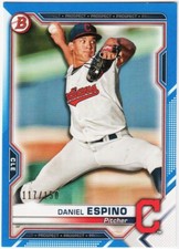 DANIEL ESPINO 2021 BOWMAN BLUE BORDER /150 ROOKIE PROSPECT PARALLEL CARD #BP-123