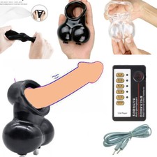 Male Chastity Cage Device Shock Scrotum Bondage Ball Stretcher Time Delay BDSM