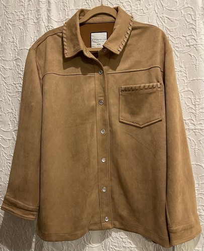 Bagatelle Women’s Brown Sueded Front Snap Button Closure & Whip Stitch Trim XL - Picture 4 of 5