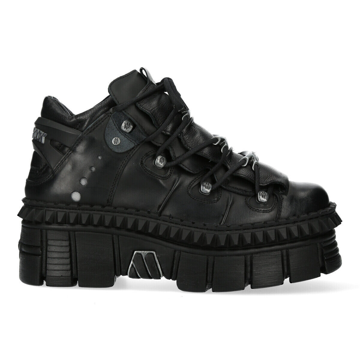 New Rock Boots WALL106-S13 Unisex Metallic Black Leather Platform