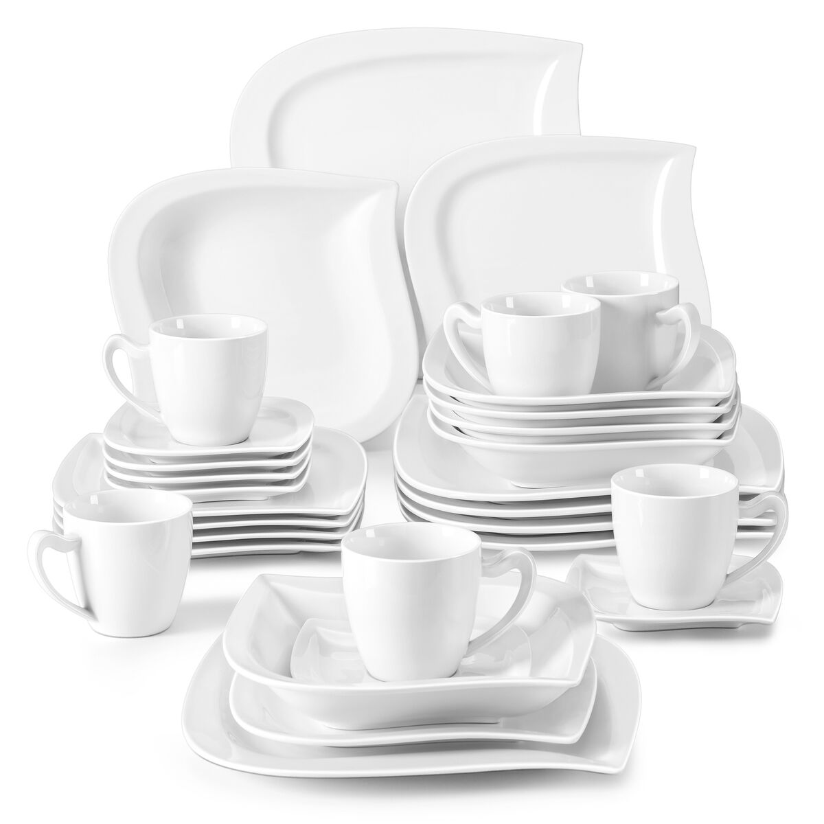 MALACASA Series Blance 6-Piece Ivory White Porcelain Dinnerware