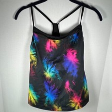 Speedo Tankini Teen Girl Swim Top Size Medium Black Colored Palm Trees Racerback