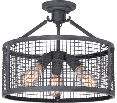 Semi Flush for Bedroom, 3-Light 300 Total Watts, , Quoizel Wilder, Mottled Black