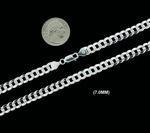 SOLID 925 Sterling Silver DIAMOND CUT Curb Cuban Link Bracelet 2.5MM-10MM ITALY - Picture 8 of 13
