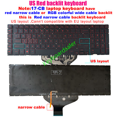 US Red Backlit No-frame Keyboard For HP Omen 17-CB 17-CB*** 17-CB1080NR laptop