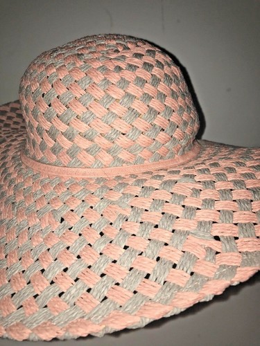 D&Y Floppy SunHat Coral Gray Womens New One Size Paper Straw Packable Crushable - Picture 7 of 9