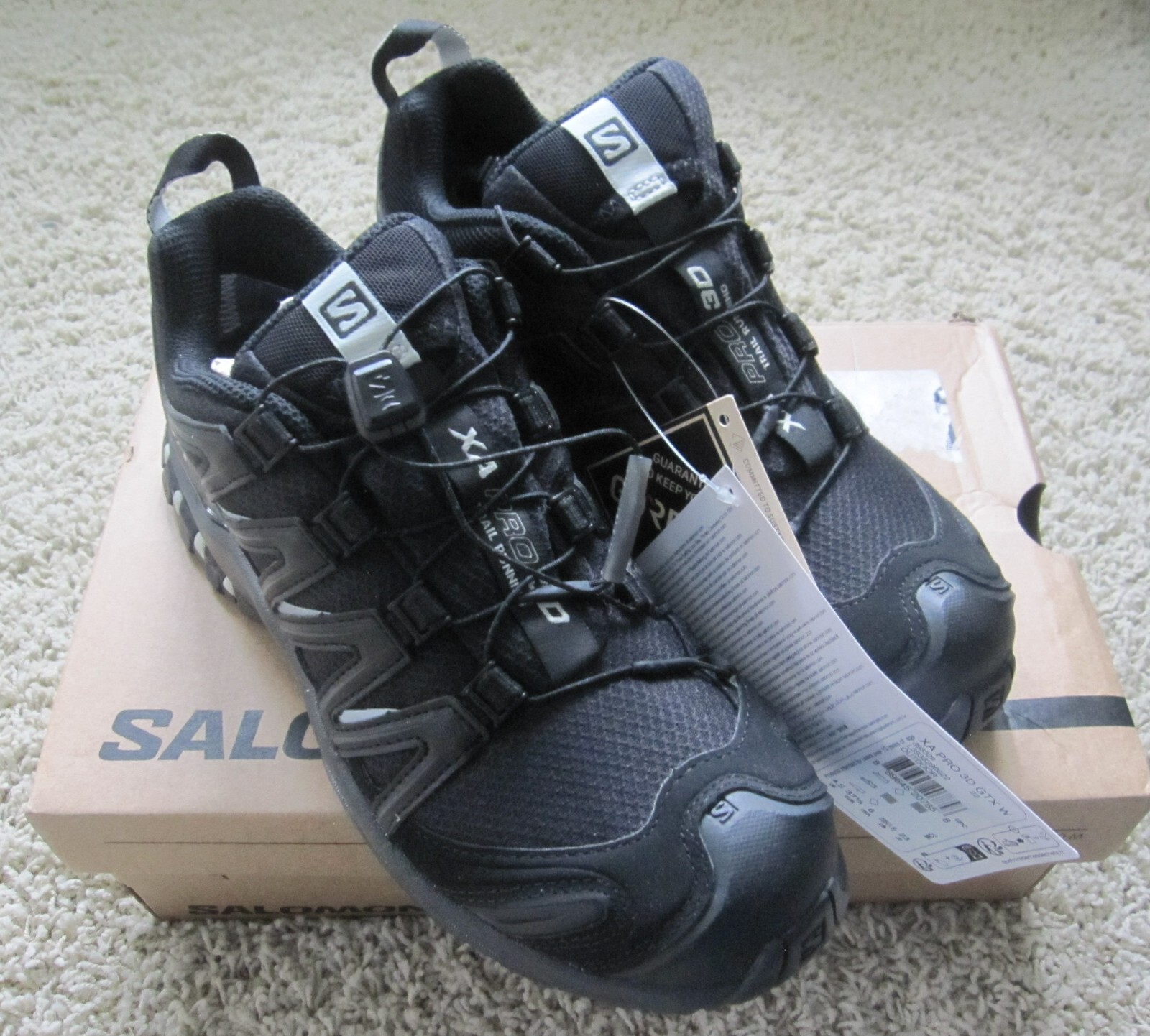 Scarpa da corsa donna taglia 6 SALOMON XA PRO 3D V7 GTX nera trail escursionismo nuova con scatola