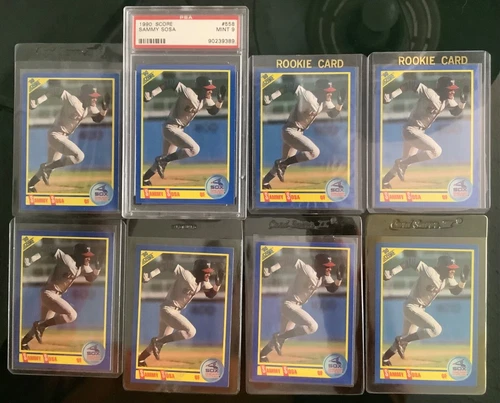 (8), 1990 Score - Sammy Sosa #558 (RC) PSA 9.
