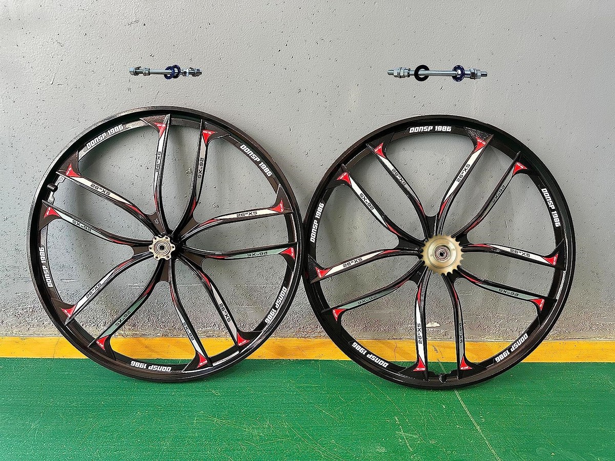 26inch 10 Blades Mag Wheel Set F and R 100mm x135mm 22T Flywheel