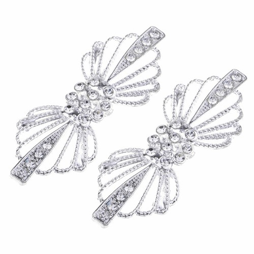 2x Vintage Diamante Crystal Rhinestone Buckles Hook and Eye Clasps Sash Belt - Picture 10 of 12