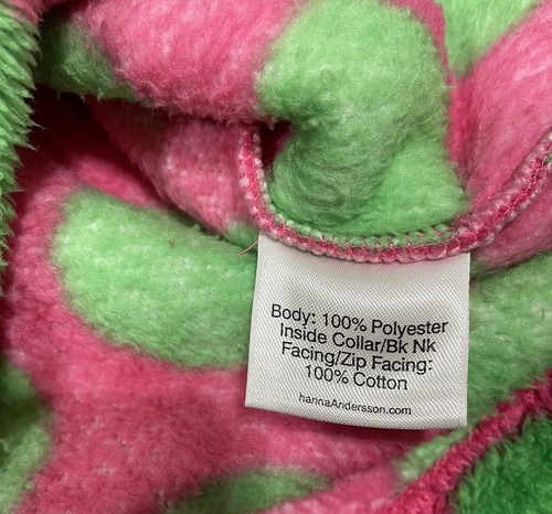 Hanna Andersson 1/4 Zip Pullover Fleece Size 8 130cm Hot Pink Green Polka Dot - Picture 8 of 8
