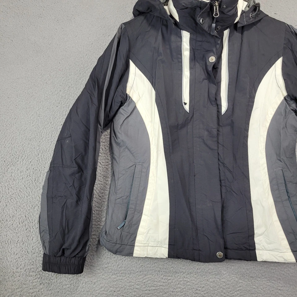 Jaqueta Sierra Branca Feminina Pequena Preta Cinza Com Capuz Zíper Completo Casaco de Inverno Externo - Imagem 4 de 4