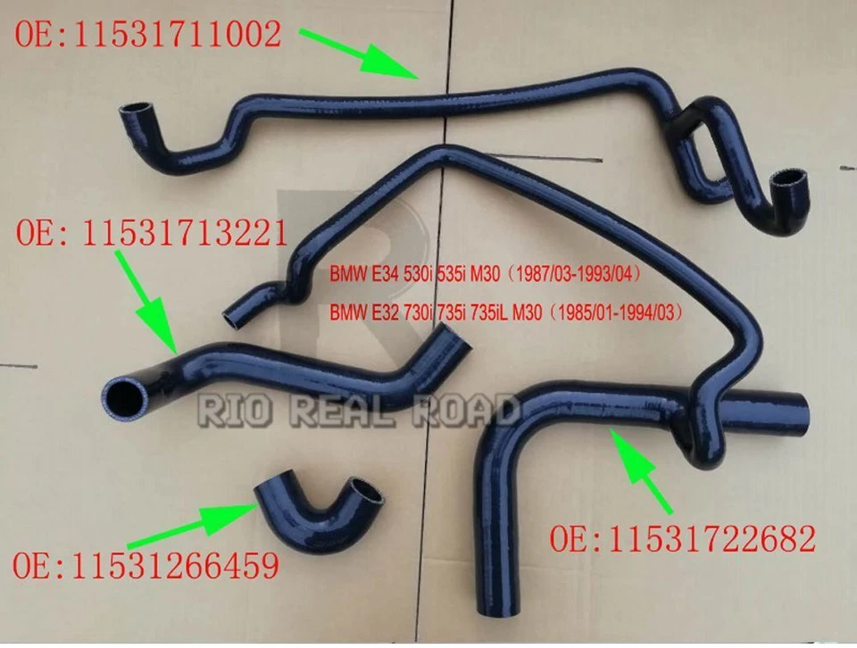 Mangueira de silicone radiador aquecedor mangueira para BMW E32 E34 M30 520i 535i 730i 735i 735iL - Imagem 3 de 4