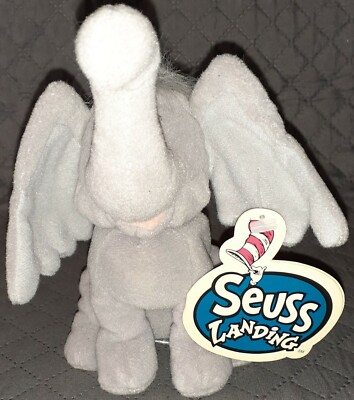 Seuss Landing 1998 9'' Horton Elephant Bean Bag Stuffed Plush Animal Toy Doll 