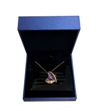 Forever Love Heart Birthstone Necklace Purple CZ Rose Gold Plated Gift Box New