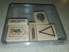 Stampin' Up  Party This Way happy birthday candle balloon wooden stamp set